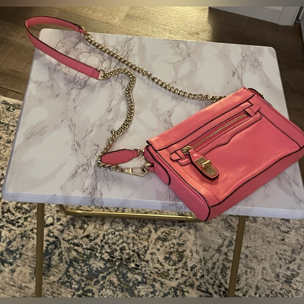 Rebecca Minkoff Structured Pink Shoulder Bag with Gold Hardware